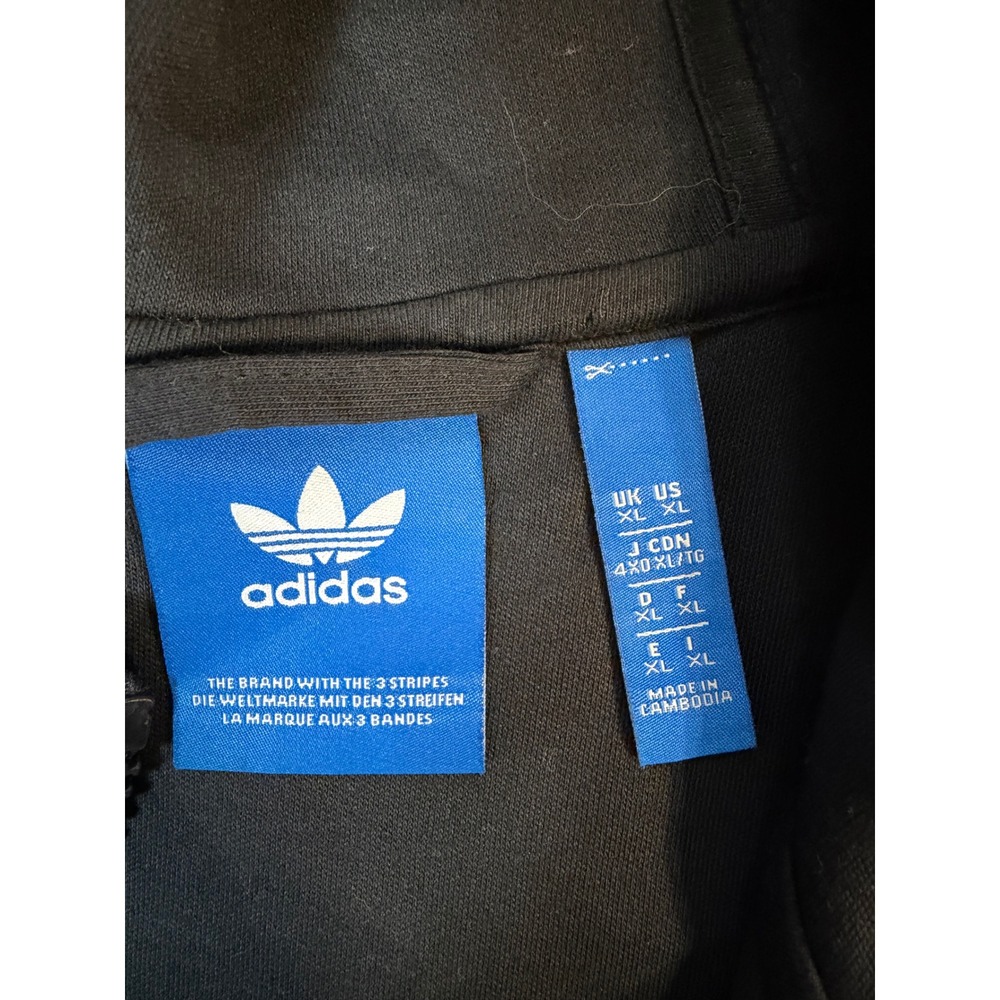 Adidas Originals Mens XL Black Trefoil 3-Stripe Full Zip Hoodie Jacket - Picture 3 of 4
